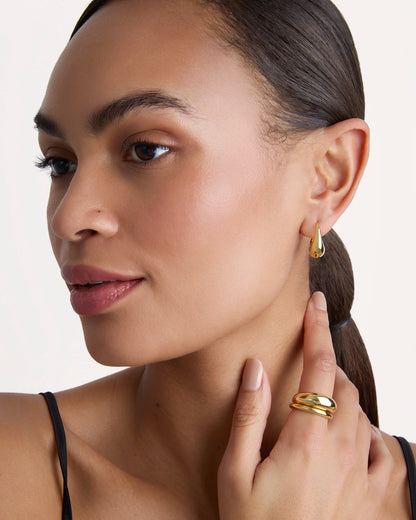 Oval Chubby Huggie Earrings in Gold