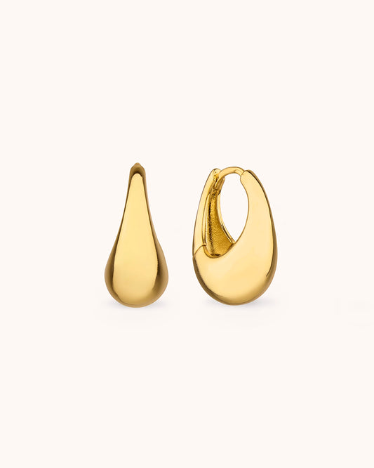 Oval Chubby Huggie Earrings in Gold