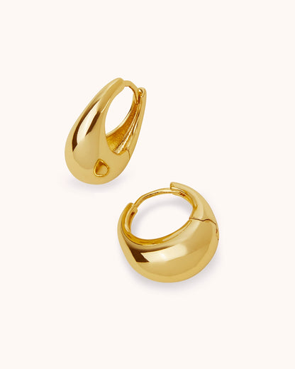 Oval Chubby Huggie Earrings in Gold