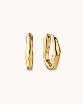 Chunky Molten Long Hoop Earrings in Gold