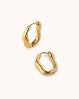 Chunky Molten Long Hoop Earrings in Gold