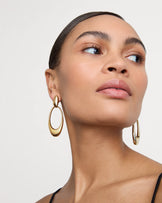 Large Oval Drop Stud Earrings in Gold