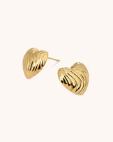 Puff Heart Stud Earrings in Gold