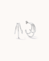 Open Double Hoop Earrings in Silver
