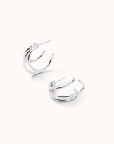 Open Double Hoop Earrings in Silver