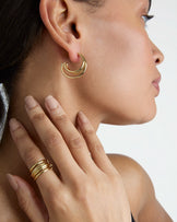 Open Double Hoop Earrings in Gold