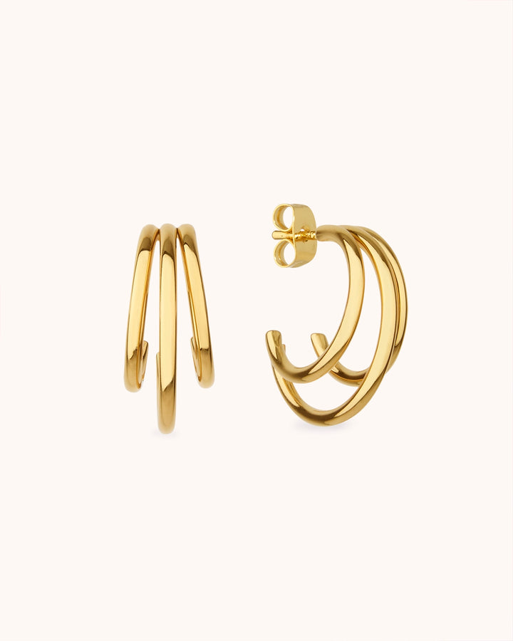 Open Double Hoop Earrings in Gold