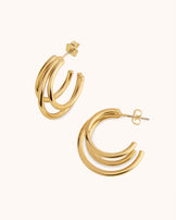 Open Double Hoop Earrings in Gold