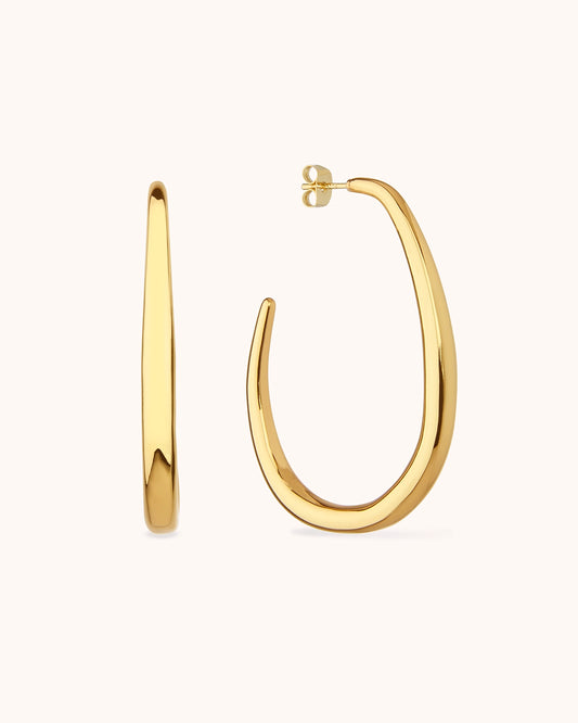 Oval Hoop Earrings in Gold