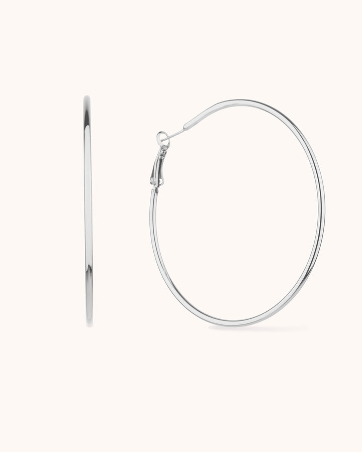 Large Hoop Earrings in Silver