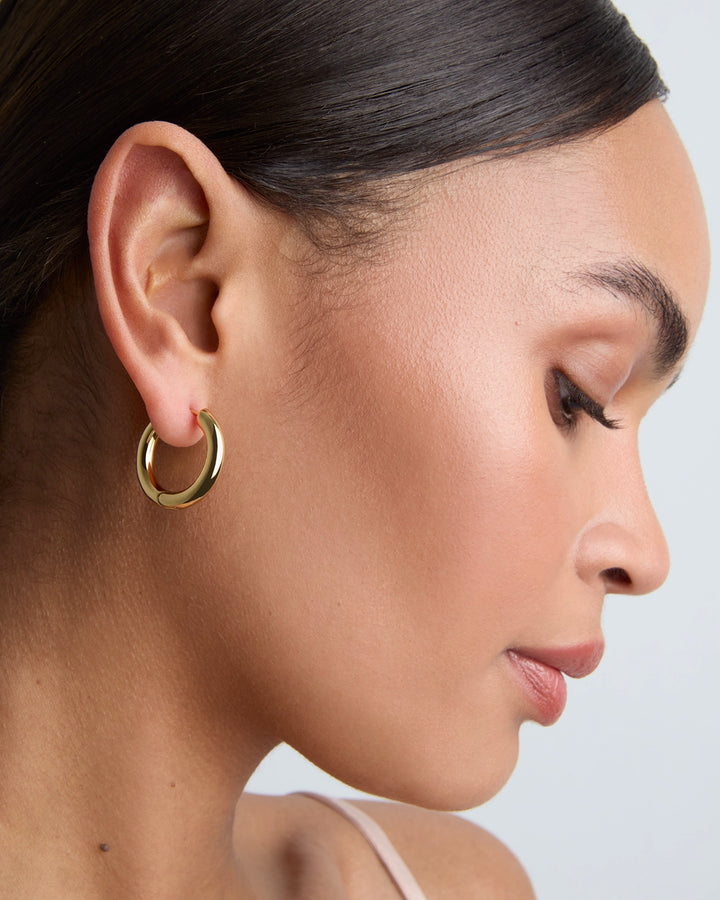 Large Thick Hoop Earrings in Gold