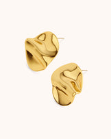 Molten Disc Statement Studs in Gold