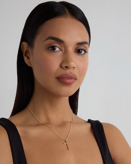Polished Cross Necklace in Gold