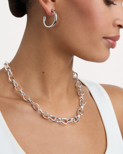 Oval Link Necklace in Silver