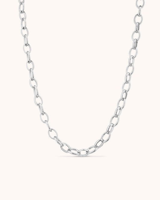Oval Link Necklace in Silver