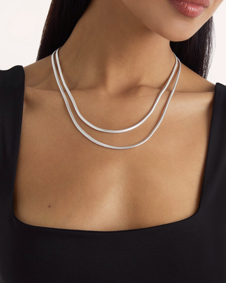 Double Snake Chain Necklace in Gold