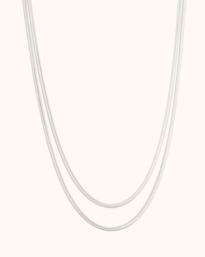 Double Snake Chain Necklace in Gold