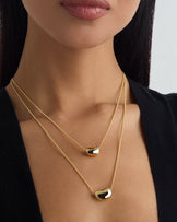 Double Pebble Necklace in Gold