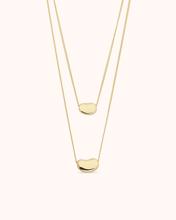 Double Pebble Necklace in Gold