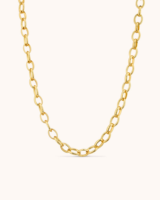 Oval Link Necklace in Gold