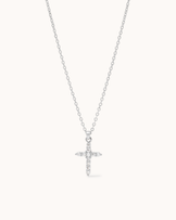 Cubic Zirconia Cross Pendant Necklace in Silver
