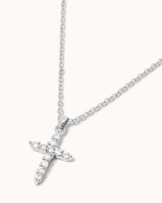 Cubic Zirconia Cross Pendant Necklace in Silver
