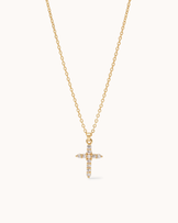 Cubic Zirconia Cross Pendant Necklace in Gold
