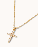 Cubic Zirconia Cross Pendant Necklace in Gold