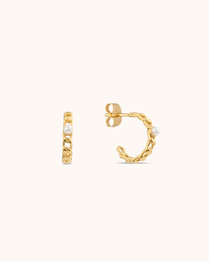 Waterproof Small Edged Hoop in Gold