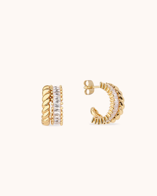 Double Stud Earrings in Gold