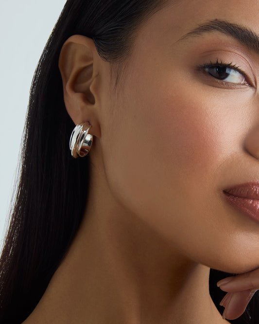 Wrapped Hoop Earrings in Silver