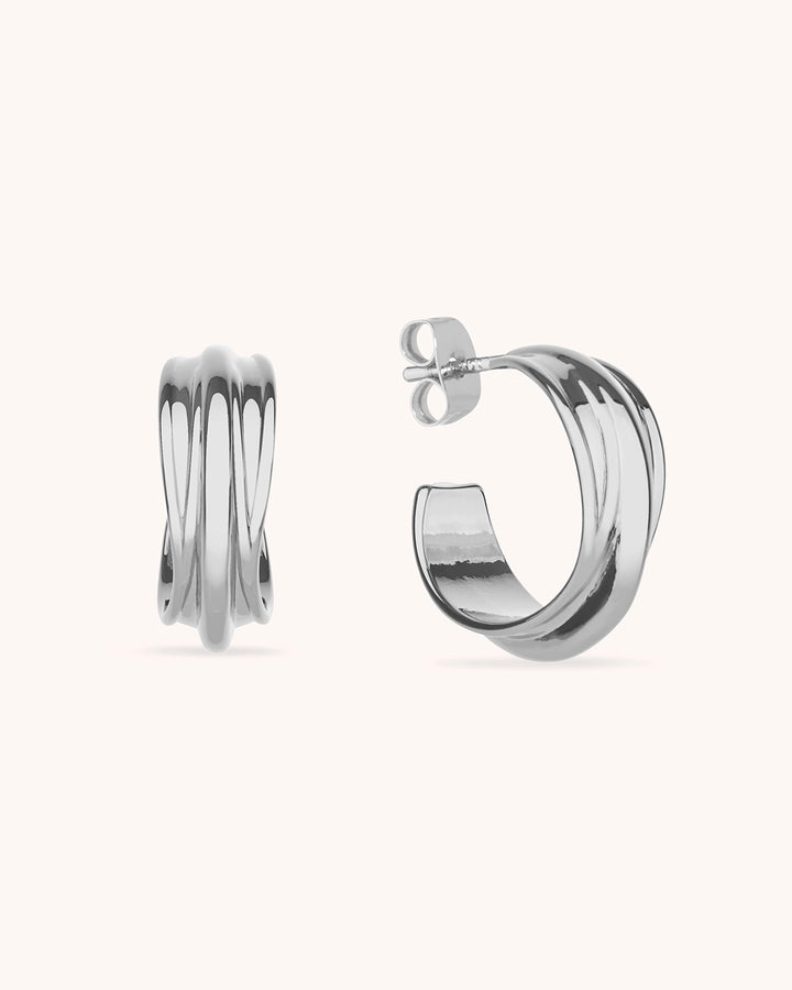 Wrapped Hoop Earrings in Silver