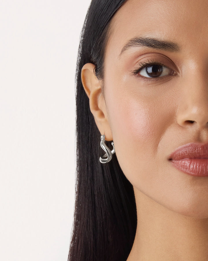 Twisted Clicker Hoops in Silver