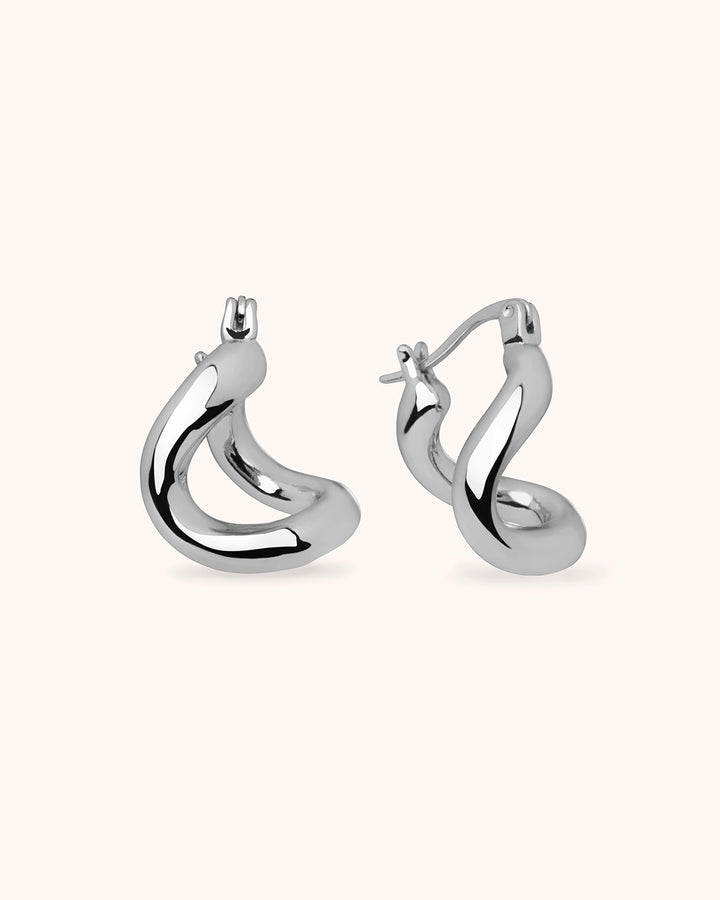 Twisted Clicker Hoops in Silver