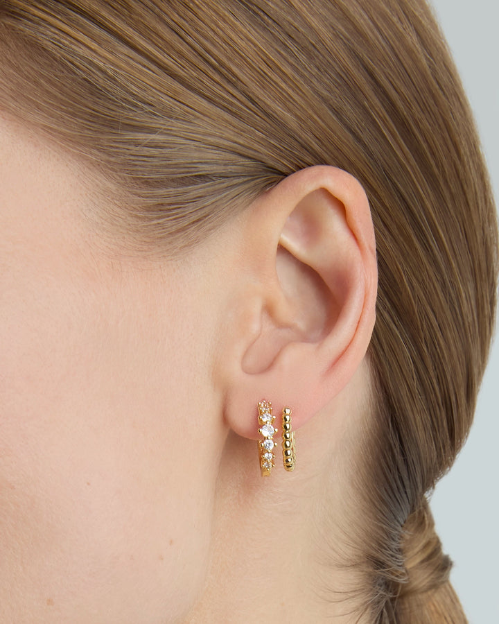 Wrap Cubic Zirconia Ball Hoops in Gold