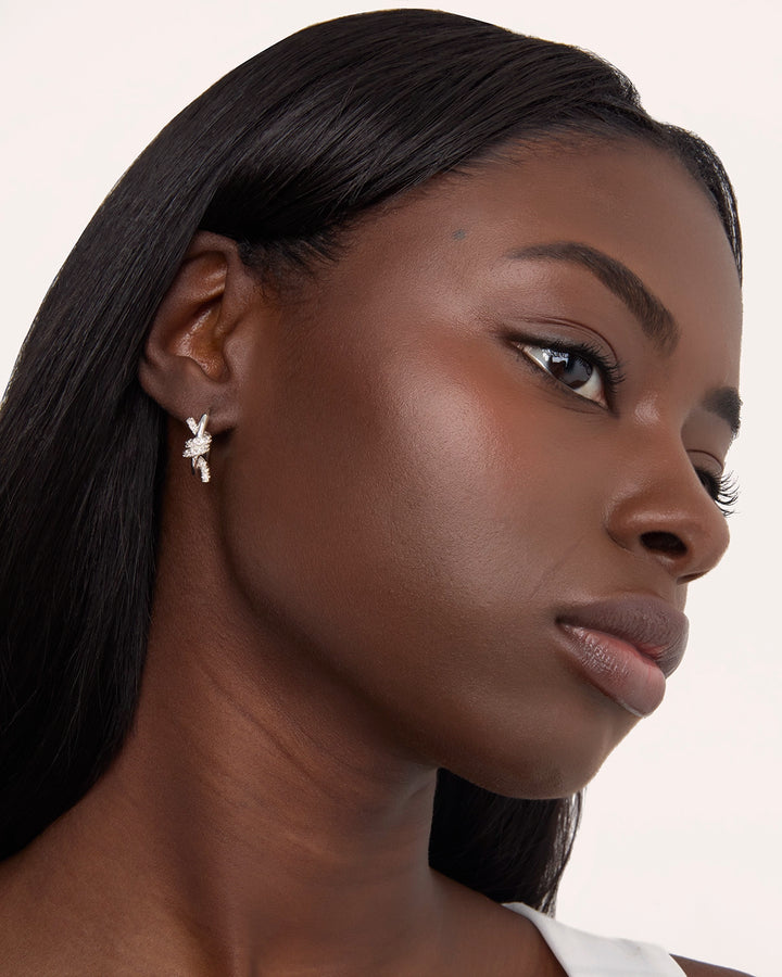 Knot Hoop Earrings in Silver