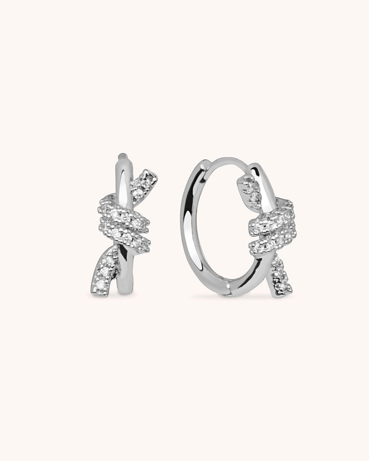 Knot Hoop Earrings in Silver