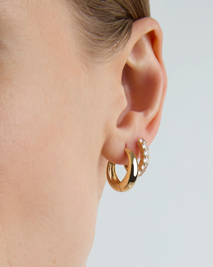 Two-Pack Small Oval Hoop Earrings in Gold