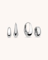 2-Pack Oval Seamless Huggie Hoop Earrings in Silver