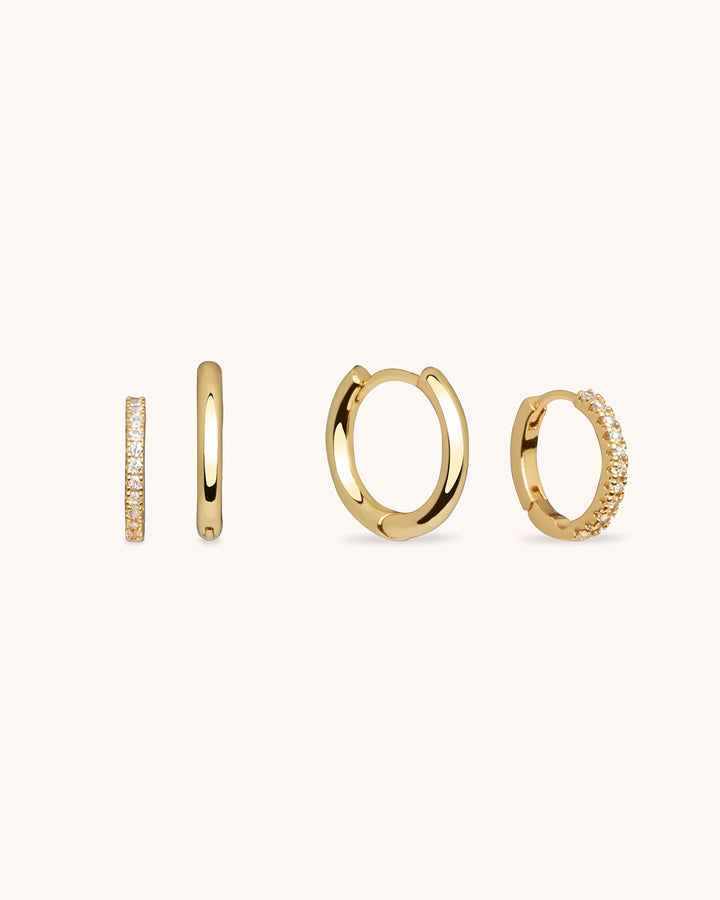2-Pack Round Hoop Earrings in Gold
