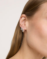 Oval Seamless Huggie Hoop Earrings in Silver
