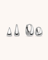 Oval Seamless Huggie Hoop Earrings in Silver