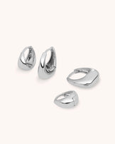 Oval Seamless Huggie Hoop Earrings in Silver