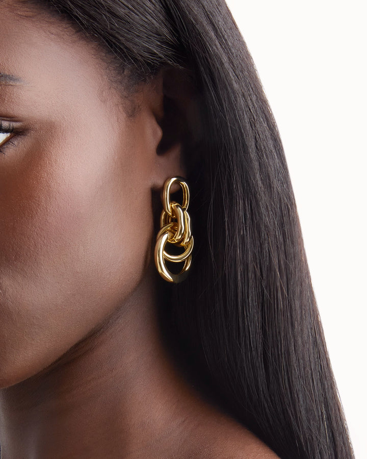 Twisted Circle Drop Earrings in Gold