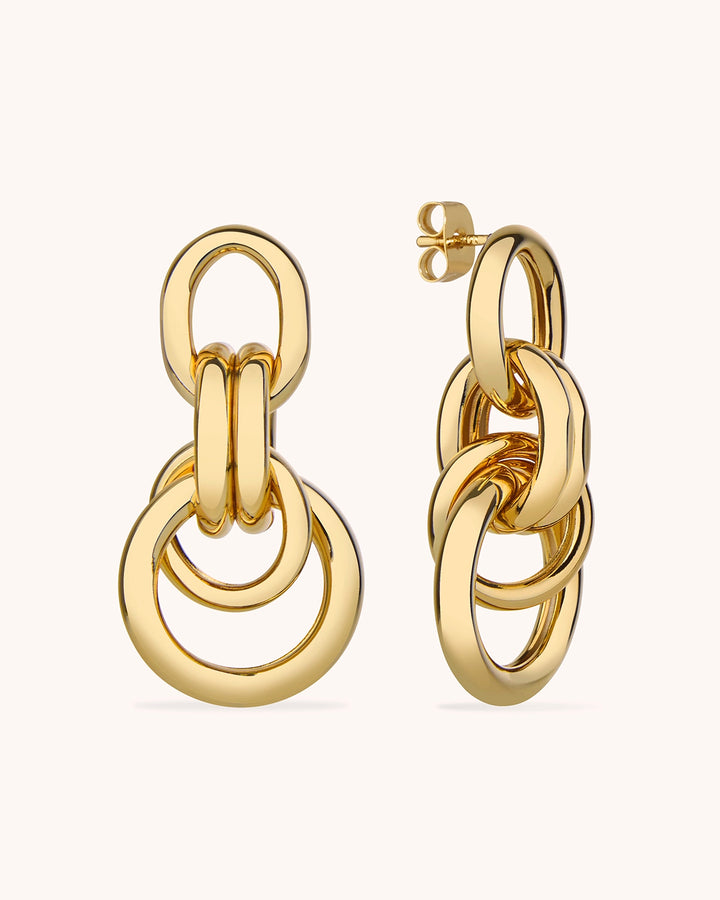 Twisted Circle Drop Earrings in Gold