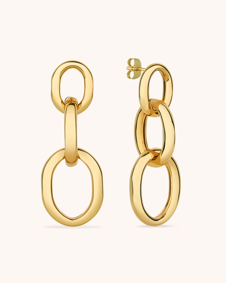 Circles Chain Drop Earrings in Gold