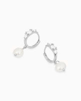 Cubic Zirconia and Pearl Drop Earrings in Silver