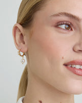 Cubic Zirconia Pearl Drop Hoops in Gold