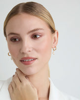 Cubic Zirconia Pearl Drop Hoops in Gold