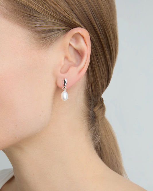 Pearl Drop Earrings in Silver